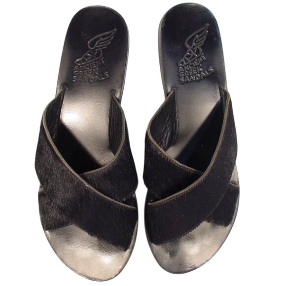 ANCIENT GREEK SANDALS Thais $235 Calf Hair Slide Sandals 40/10 - Picture 1 of 8